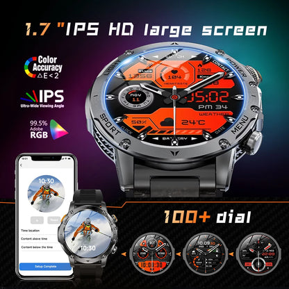 2025 New Outdoor Sports Military 1000mAh Battery Smart Watch Men GPS NFC 5ATM Waterproof Swim AMOLED Bluetooth Call Smartwatch
