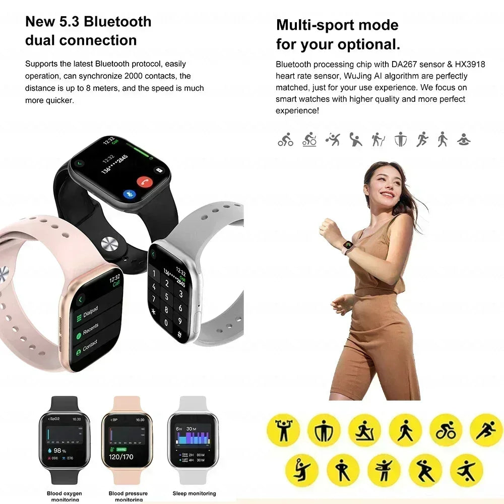 2025New For Apple DT Watch 10 Smart Watch Men HD AMOLED 32GB Memory Music 3D Surround Bluetooth Call Waterproof Smartwatch Woman