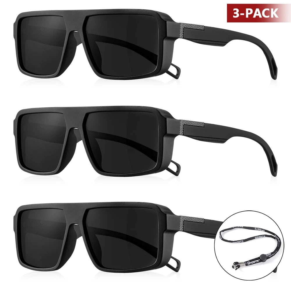 CRIXALIS 3 Pieces Outdoor Polarized Sunglasses Men Women Fashion Sport Fishing Sun Glasses Male Square Driving Shades UV400
