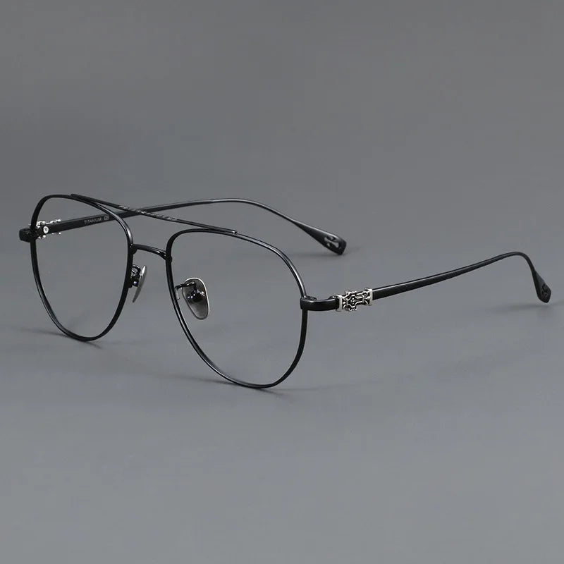 FIRADA Fashion Glasses Retro Pure Titanium Aviator Eyewear Comfortable Double Beam Prescription Eyeglasses Frame For Men 5125-C