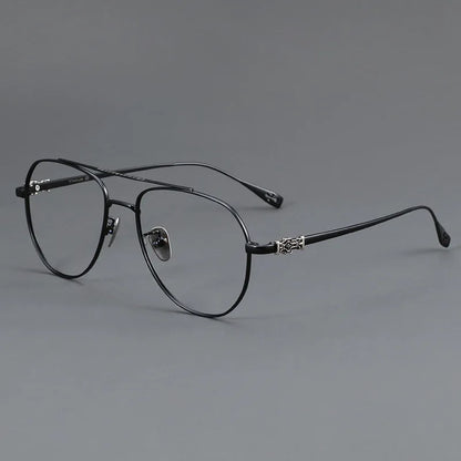 FIRADA Fashion Glasses Retro Pure Titanium Aviator Eyewear Comfortable Double Beam Prescription Eyeglasses Frame For Men 5125-C