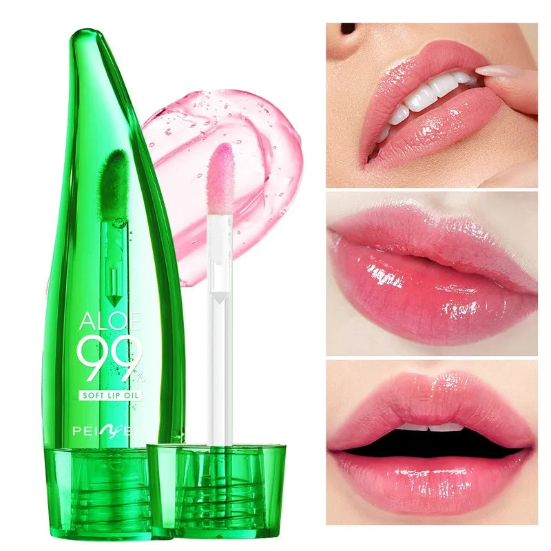 1pc Aloe Vera Lip Gloss Chili Lip Plumping Oil Moisturizing Lip Color Natural Long Lasting Waterproof Oil Lip Balm