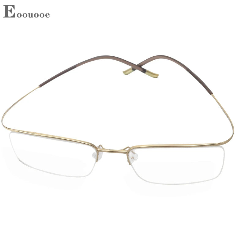 Titanium Eyewear Men's Eyebrow Semi-Frameless Ultralight 6g Glasses Frame Myopia Hyperopia Progressive Men Optical