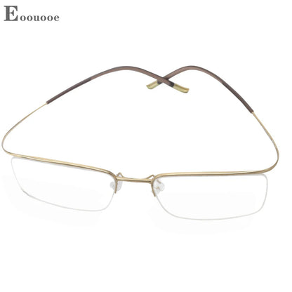 Titanium Eyewear Men's Eyebrow Semi-Frameless Ultralight 6g Glasses Frame Myopia Hyperopia Progressive Men Optical