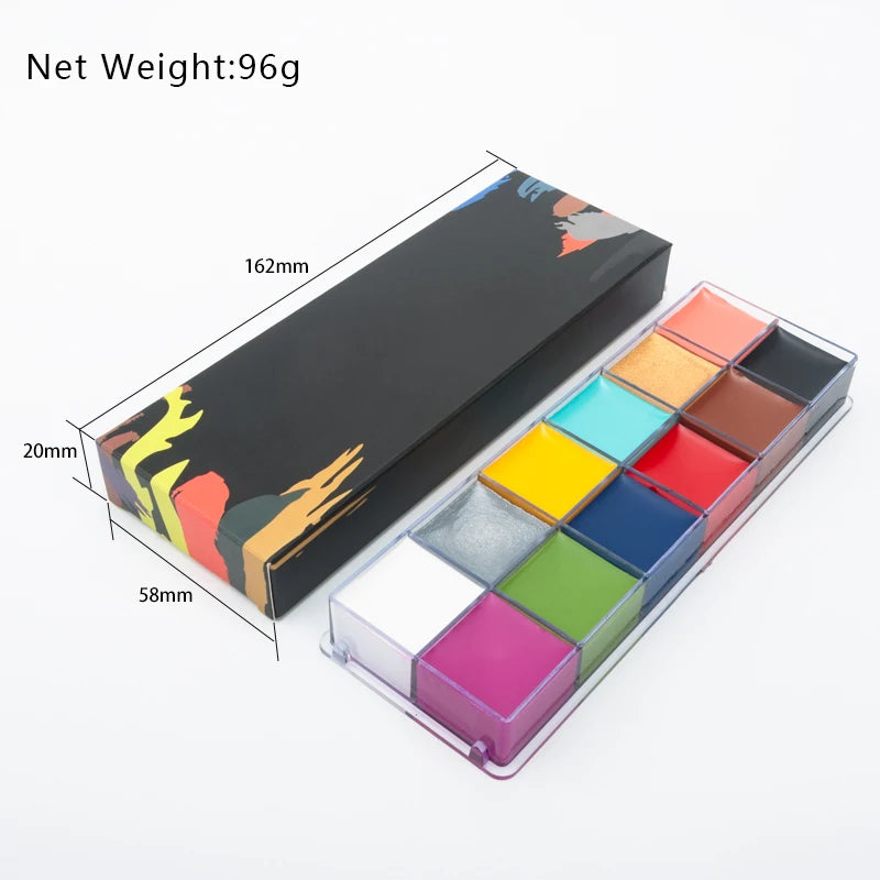 12/20 Colors Face Body Painting Fake Blood ,Halloween Professional Special Effects Makeup Kit with Wound Modeling Scar Wax