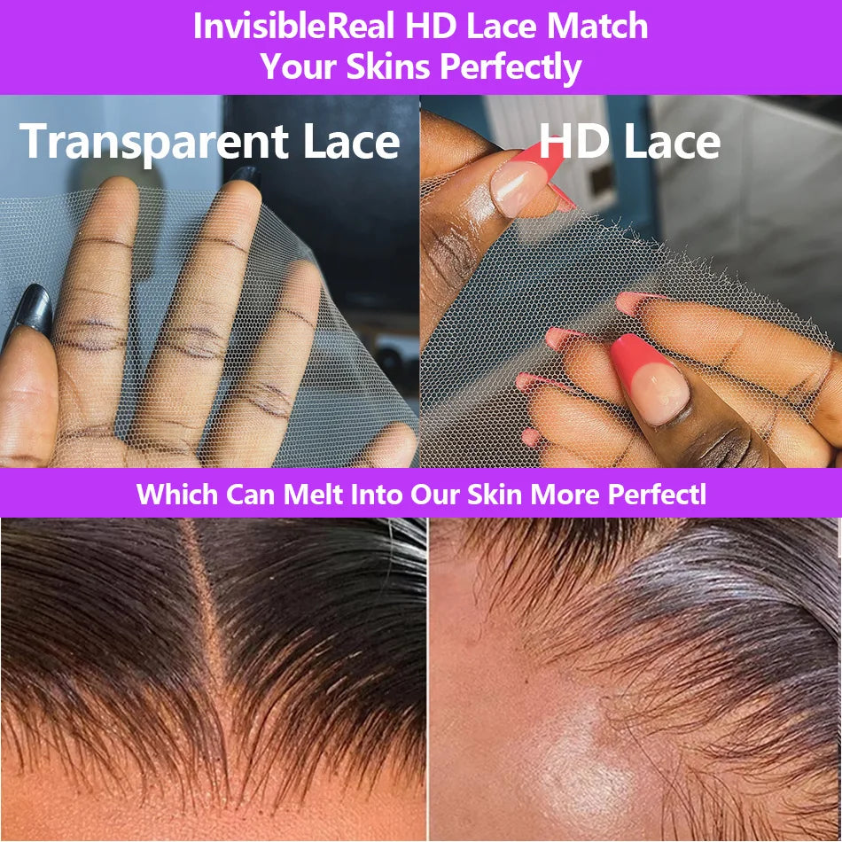 100% Human Hair Brazilian 30 40 Inch Body Wave 13x4 HD Transparent Lace Front Wig black 13x6 Lace Frontal Wigs Pre Plucked