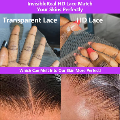 100% Human Hair Brazilian 30 40 Inch Body Wave 13x4 HD Transparent Lace Front Wig black 13x6 Lace Frontal Wigs Pre Plucked