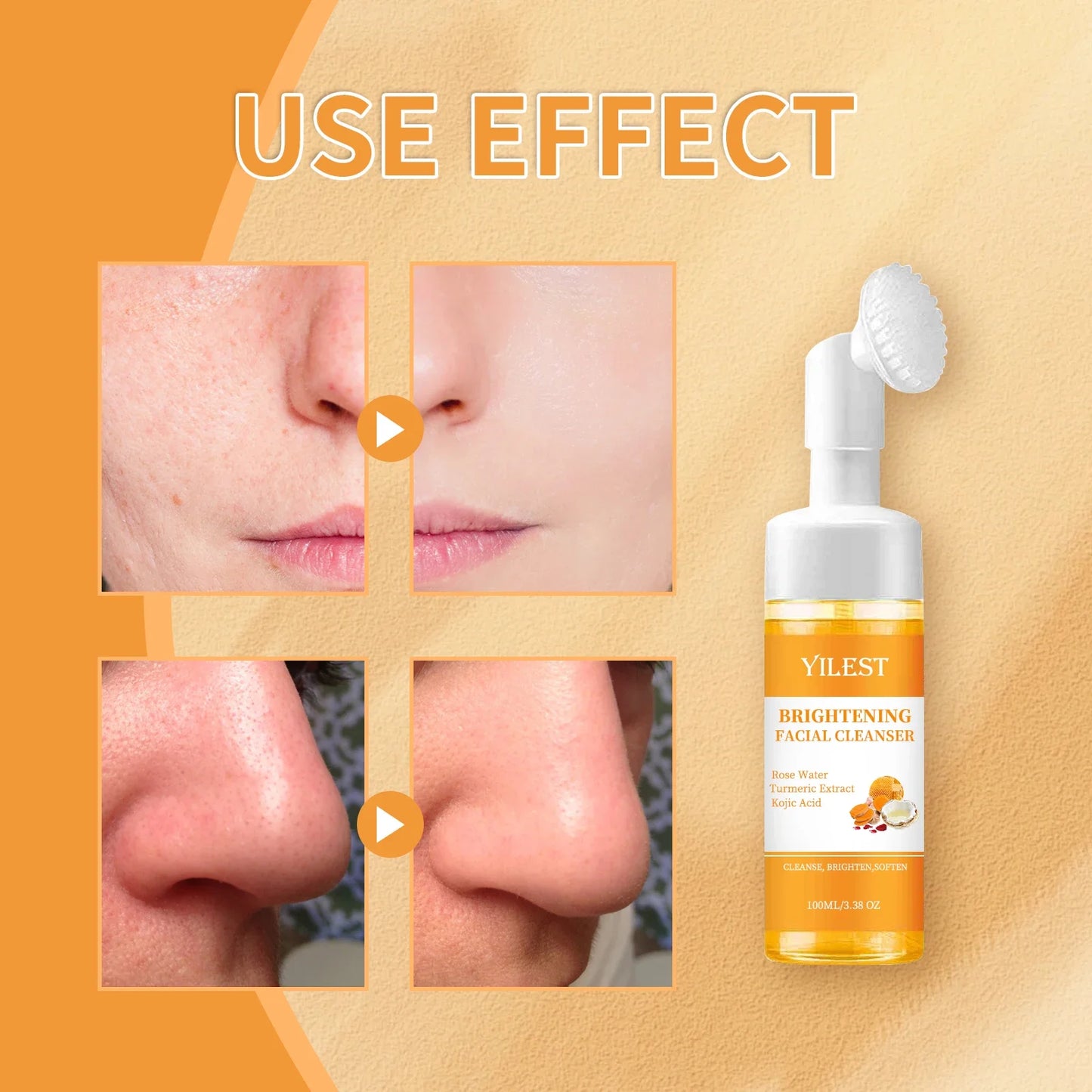 Facial Cleanser With Brush Deep Cleansing Moisturizing Blackhead Removal Brightening Anti-Aging Face Wash Foam Face Cleanser