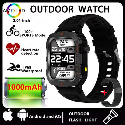 Three Defense Military Men's Smart Watch lP68 Waterproof Outdoor Sports Large Screen Bluetooth Call Smartwatch For Android IOS