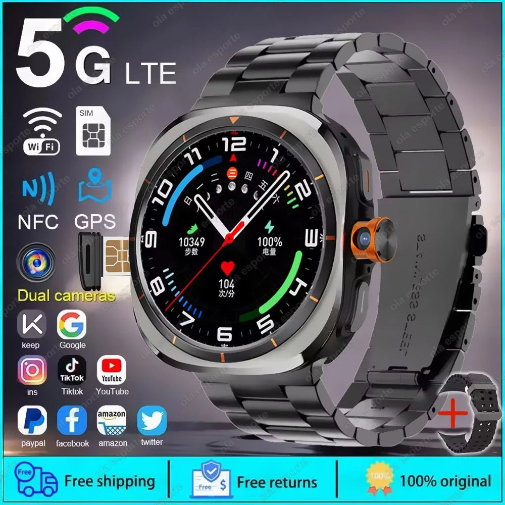 2025 New Smart Watch 8 Ultra GPS Compass NFC Function AMOLED HD Screen Bluetooth Call 5G SIM Card Sports Smartwatch Android IOS