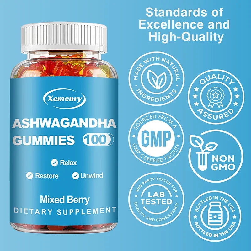 Ashwagandha Gummies - Improve Sleep, Relieve Stress, Support Immunity, Relaxation, Mood and Cognitive Health