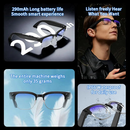 LIGE Languages Translation AI Smart Glasses 2025 8MP Camera Video Recording Sunglasses Bluetooth Call Music Play Men Women