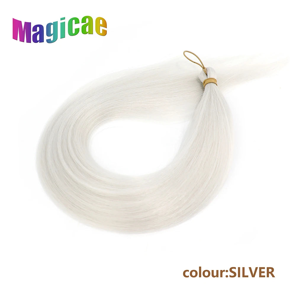 Magicae 28Inches 3Pcs Dark Brown Twist Crochet Braiding Ombre Blond Straight Hair Bundles Extension High Temperature Synthetic