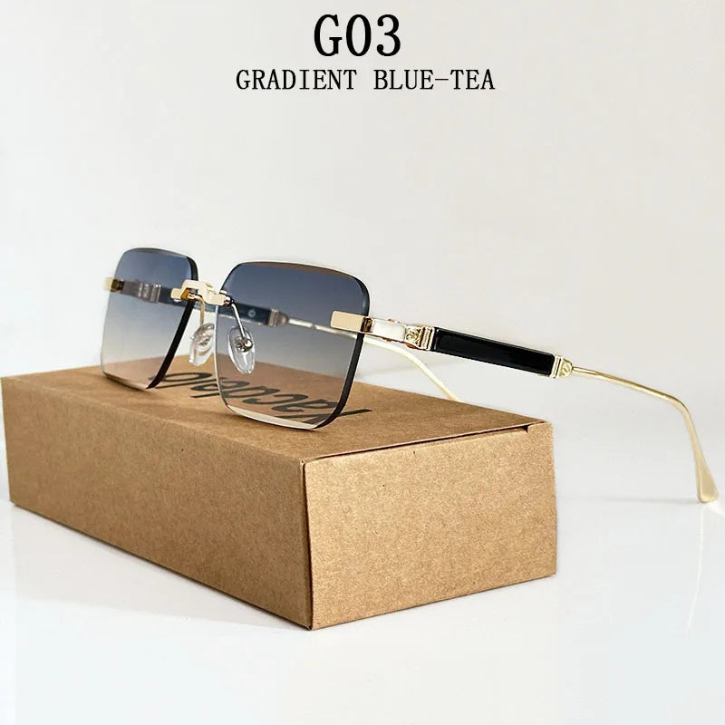 New 2024 Square Sunglasses Women Trendy Vintage Designer Rimless Sunglasses For Men Vacation Fashion Glasses Lentes De Sol Mujer
