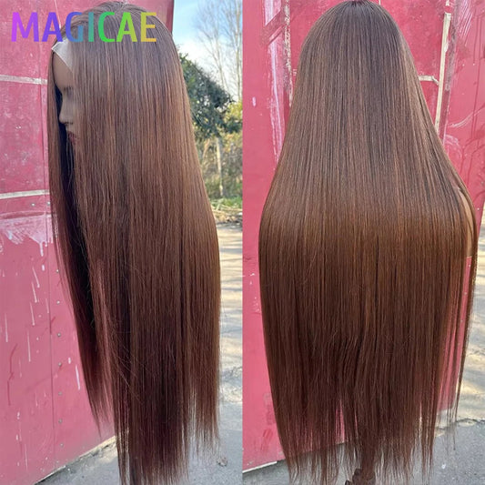 36inch Ombre P27/613 Straight 4X4 Lace Front Wigs Highlight Brown Blon 27/30/613# High Temperature Cosplay Straight Hair Wigs