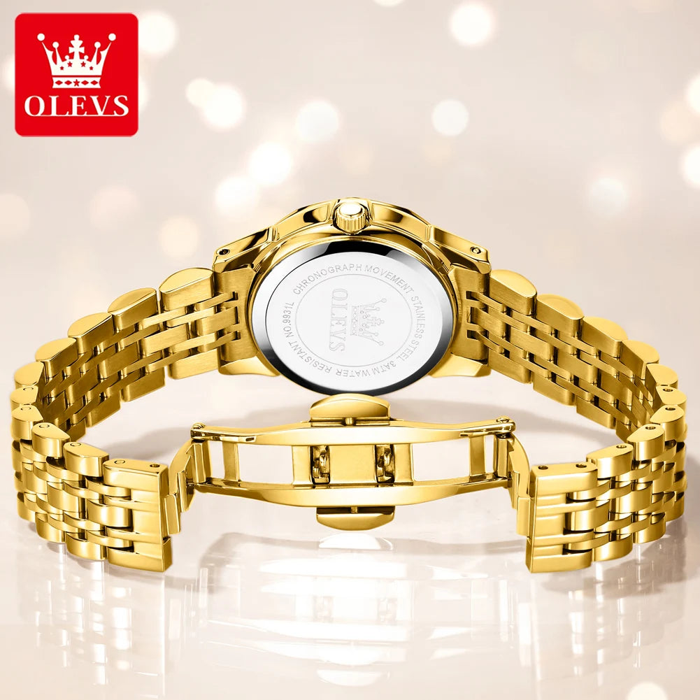 OLEVS Watch 9931X Ladies Perfume Watch Original Elegant Quartz Watch Waterproof Luminous Stainless Steel Date Set Watch Bracelet