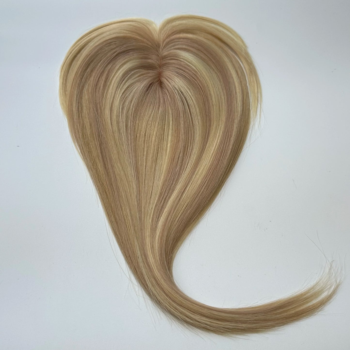 Hair Topper With Bangs Women 100% Human Hair Wigs Clip In Hairpieces Blonde Natural Straight Hair Topper Silk Base 35cm
