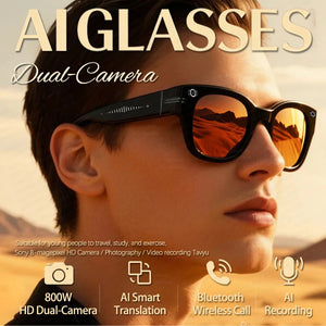 Outdoor 800W Pixel Photography Smart Glasses Men AI Translation Video Recording Voice Assistant Waterproof Fashion Glasses Women