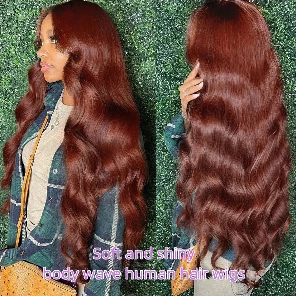 30 32 Inch Reddish Brown Hd Lace Front Human Hair Wigs Preplucked 13x4 Colored Human Hair 13x6 Lace Front Wigs Body Wave Wig