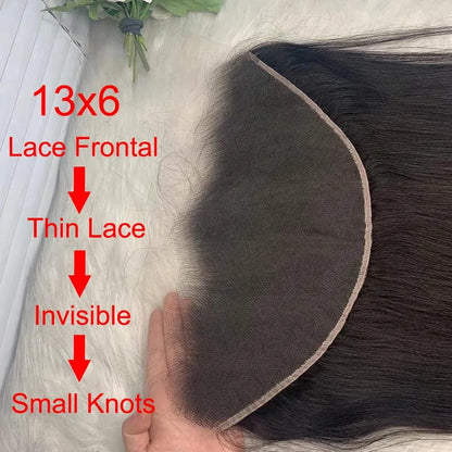 12A Grade Human Hair 13x6 Large Lace Frontal Tranparent Lace Brazilian Virgin Hair Natural Color 10-22 Inch Full End 150%