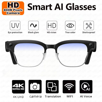 IP65 AI Smart Glasses 800MP HD Camera Take Video Photo Bluetooth Call Voice Assistant Music Player Smart Translation Sunglasses