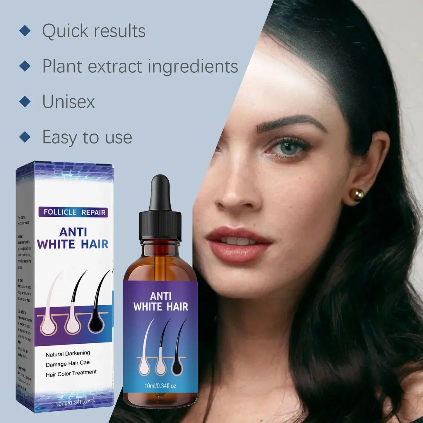 24 NEW White To Black Gray White Hair Serum Natural Color Repair Nourish Essence Anti-gray Care for Men Women