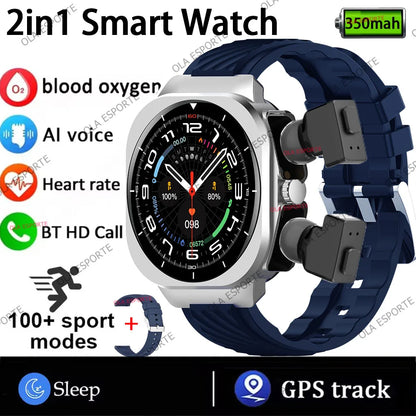 2025 2-in-1 Smart Watch With Earbuds GPS Smartwatch TWS Bluetooth Earphone Heart Rate Blood Pressure Monitor Sport Fitness Watch