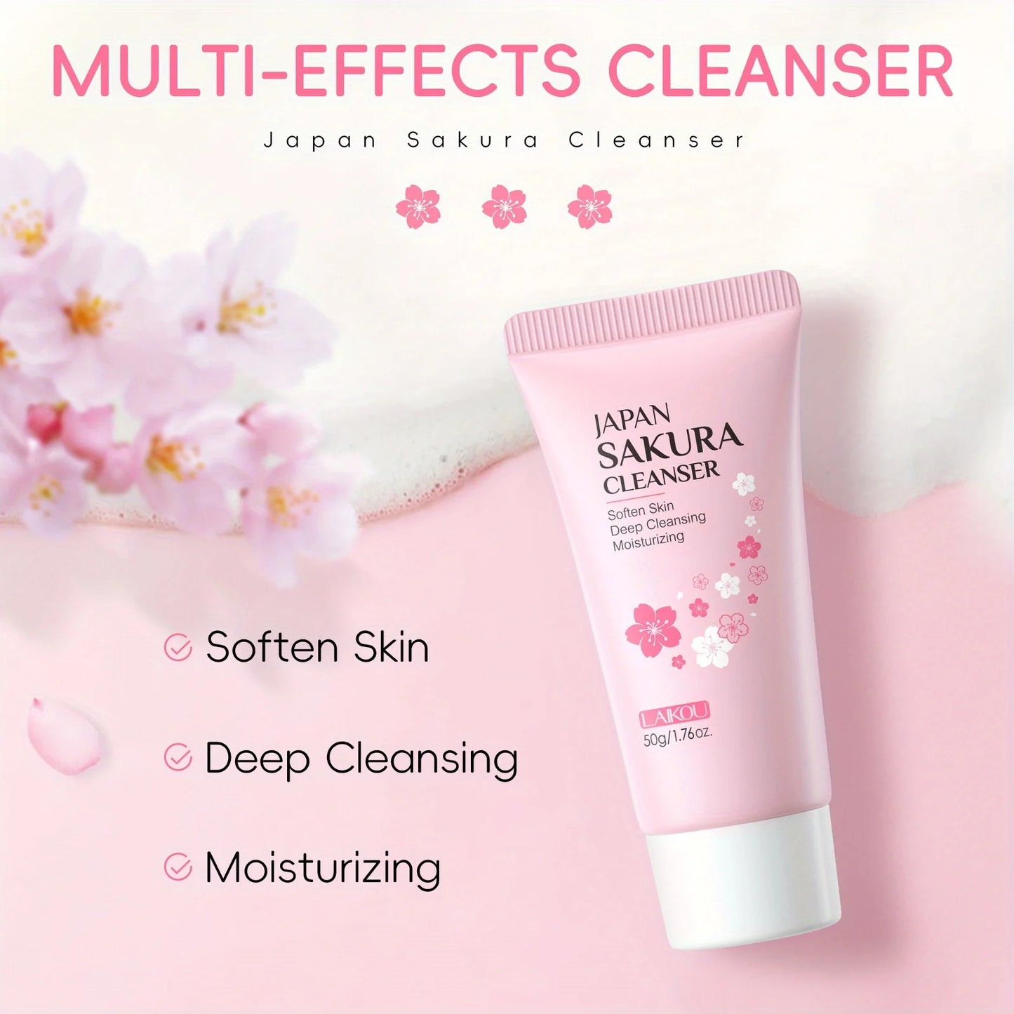 Sakura Facial Cleanser Oil Control Hydrating Gentle Deep Cleansing Suitable for All Skin Types 50g