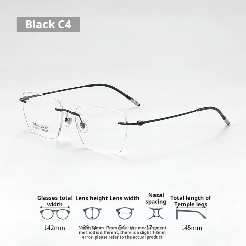 Lzabella Titanium Rectangular rimless Eyeglasses Frame Simple And Stylish Men and Women Lightweight Frameless Glasses 1603