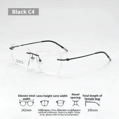 Lzabella Titanium Rectangular rimless Eyeglasses Frame Simple And Stylish Men and Women Lightweight Frameless Glasses 1603