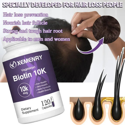 Biotin 10,000mcg - with Coconut Oil Vitamin, for Hair Growth, Care Hair, Skin and Nails