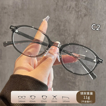 JAEVAR Retro Oval Glasses Frame Ultra Light Oval Women's Glasses Frame TR90 Anti Blue Light Optical Prescription Frame 8171