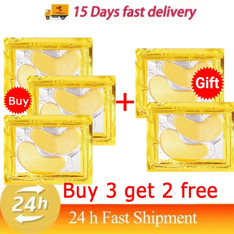 24k Gold Collagen Eye Mask Anti Wrinkle Fade Fine Line Remove Eye Bag Puffiness Dark Circles Fat Granules Moisturizing Skin Care