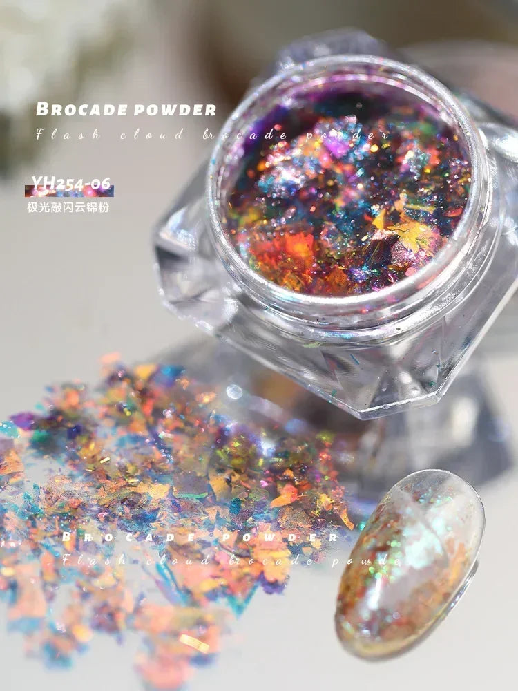 10g Laser Nail Glitter Flakes Mix-Hexagon Holographic Sparkly Powder Nail Art Decoration Loose Reflective Mermaid Chunky Sequins