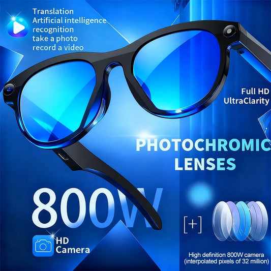 AI Smart Glasses with 8MP Camera Video Recording 100+ Languages Translation Sunglasses Bluetooth Call Music Play Men Women 2025