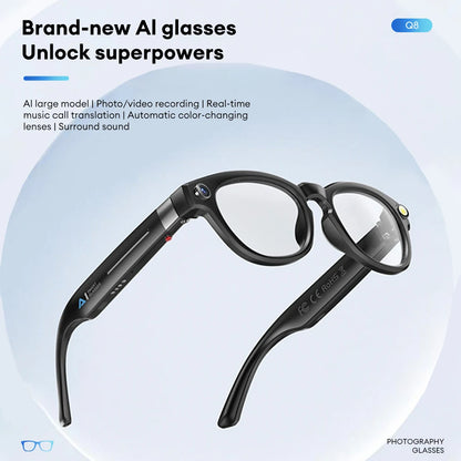 HYUNDAI Q8 Bluetooth glasses headset 5.4 4K HD camera AI model 98% accuracy Super built-in battery fashion sunglasses