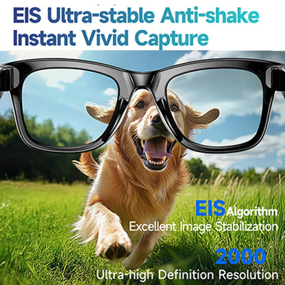 Smart AI Glasses 8MP Camera WiFi AI Translation Anti-Shake Bluetooth waterproof 4K Video photo capture Light music Sunglasses