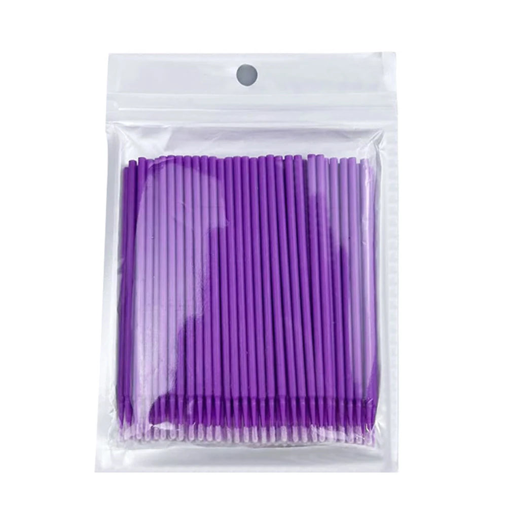 100pcs Eyelash Cleaning Brushes Micro Cotton Swab Individual Removing Makeup Brush Eyelashes Microbrush Beauty Clean Tools