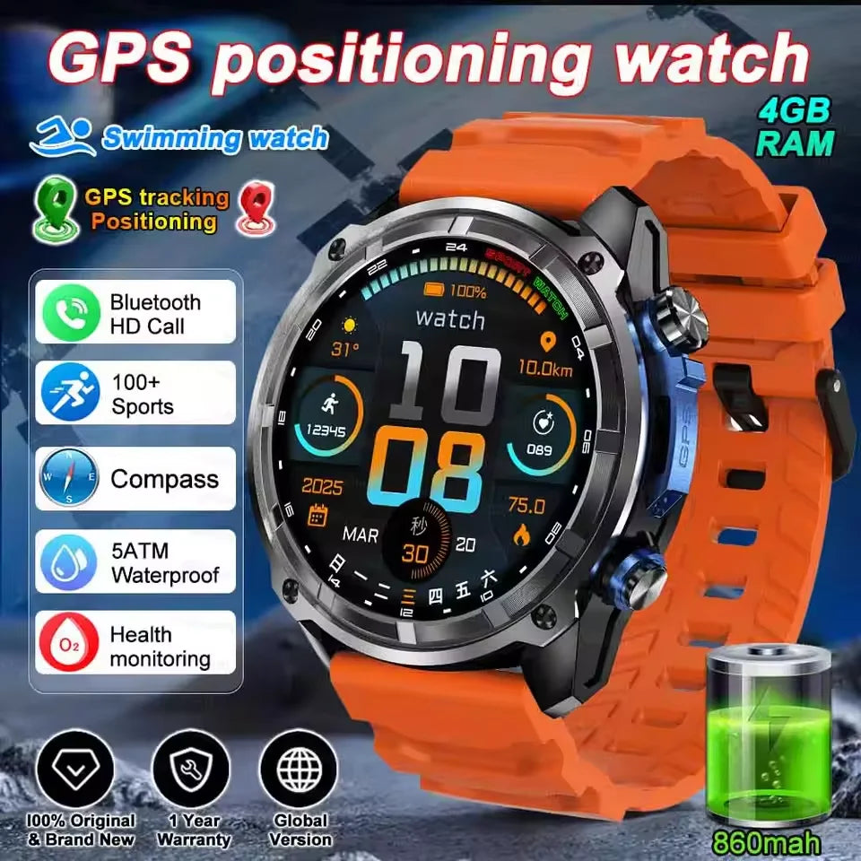 New T-Rex Militray Man Smart Watch 2025 Built-in GPS Offline Map 4GB Memory Professional Waterproof Watches Men Smart Bracele