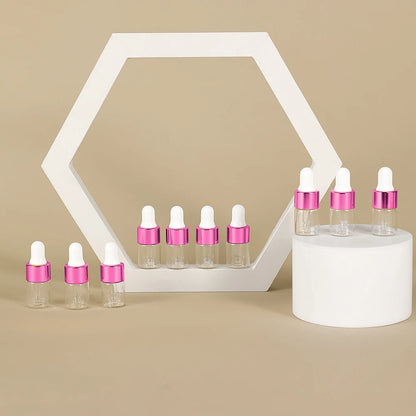 10pcs 2ml Empty Glass Dropper Bottle,Leakproof Essential Oils Sample Liquid Perfume Container for Storage Travel, 4 Colors