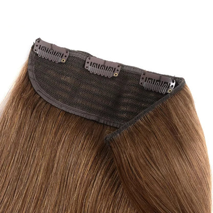 #6 Light Brown Bone Straight Clip In Hair Extensions 1 Piece 5 Clips Full Head One-Piece Clip In Human Hair Extensions 100G/Set