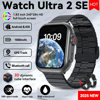 2025 New 1000mAh Long Battery Life Smartwatch Men Bluetooth Call Waterproof 1.83 inch Full Touch Fitness Sport Smart Watch Women