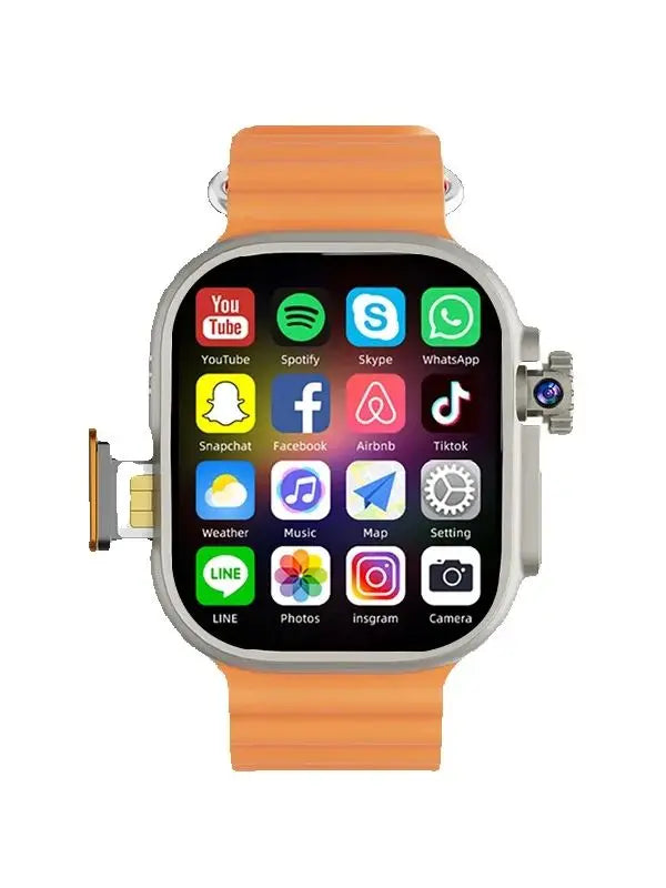 New Ultra Smart Watch 4G SIM Card 2.06''AMOLED Screen GPS WIFI 190°Rotating Camera Video Call Google Play Android Smartwatch