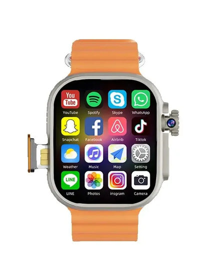 New Ultra Smart Watch 4G SIM Card 2.06''AMOLED Screen GPS WIFI 190°Rotating Camera Video Call Google Play Android Smartwatch