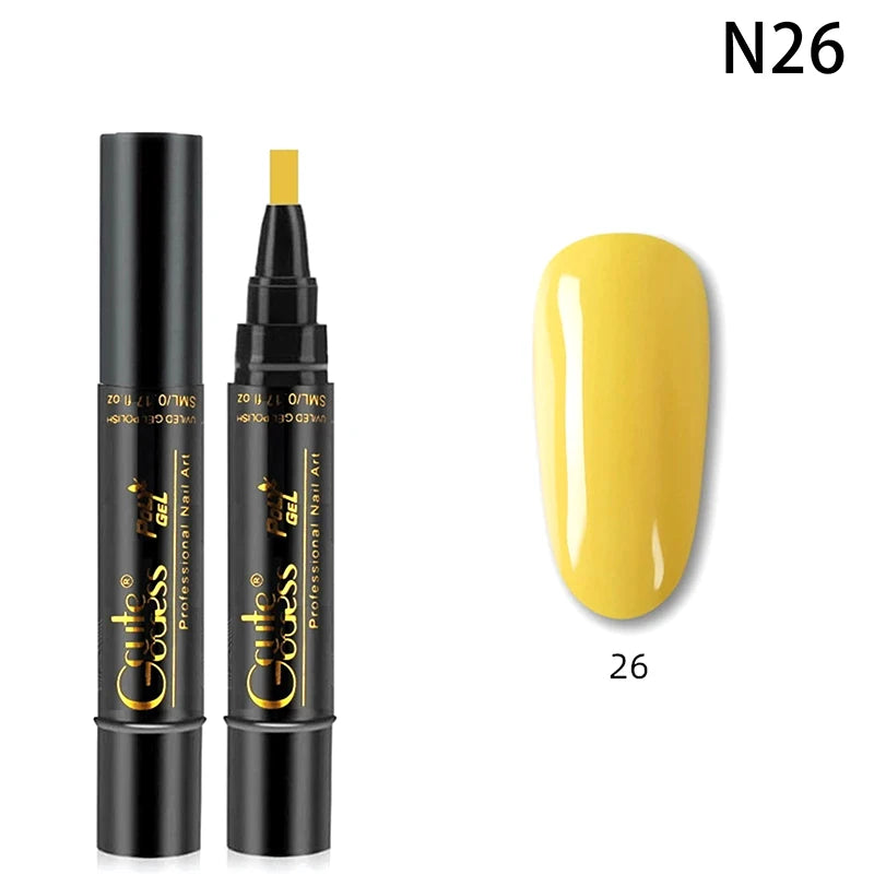 1 Pcs Pure Color Gel Nail Polish Pen For Nails Art Gel Semi Permanent Base Top Coat UV Gel Varnish Hybrid Neon Nail Polish