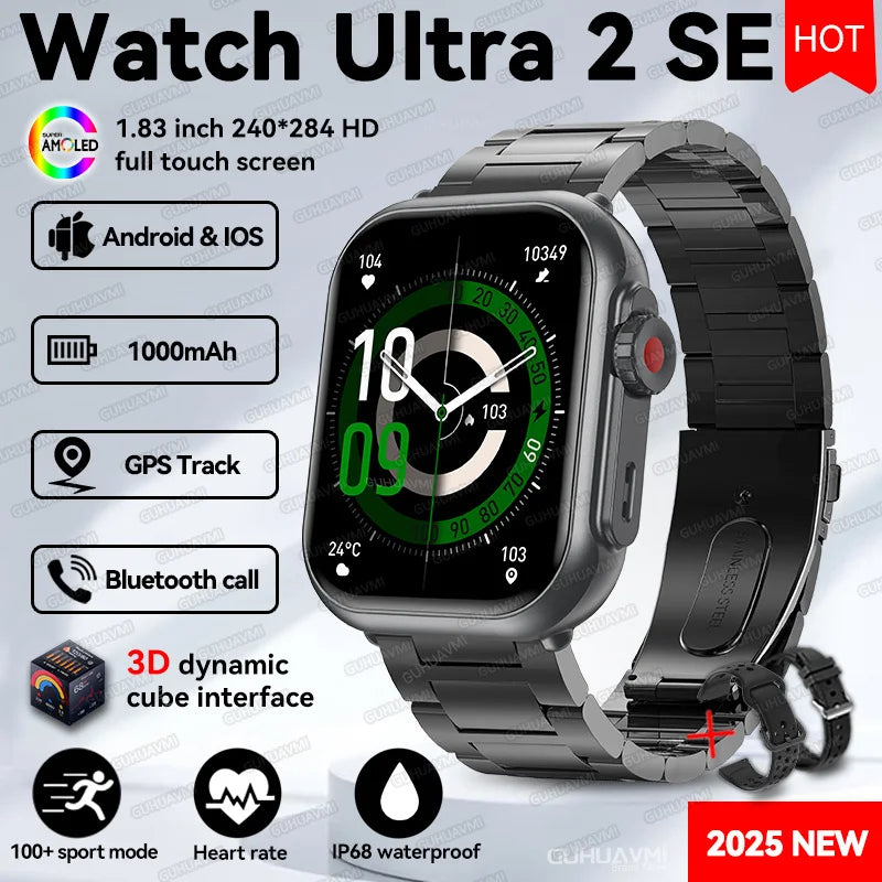 2025 New 1000mAh Long Battery Life Smartwatch Men Bluetooth Call Waterproof 1.83 inch Full Touch Fitness Sport Smart Watch Women