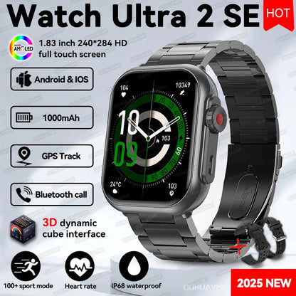 2025 New 1000mAh Long Battery Life Smartwatch Men Bluetooth Call Waterproof 1.83 inch Full Touch Fitness Sport Smart Watch Women