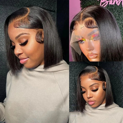 P4/27 Straight Short Bob Wig Human Hair Highlight Blonde Lace Front Wigs 13x4 HD Transparent Lace Frontal Wig For Black Women