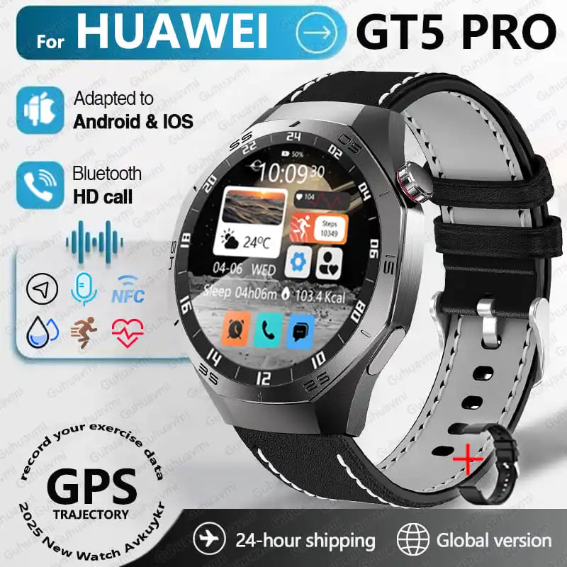 2025 For Huawei GT5 Pro Smartwatches Men HD AMOLED Screen GPS trajectory Health Monitor BT Call 1.52" Fitness Smartwatches IP68