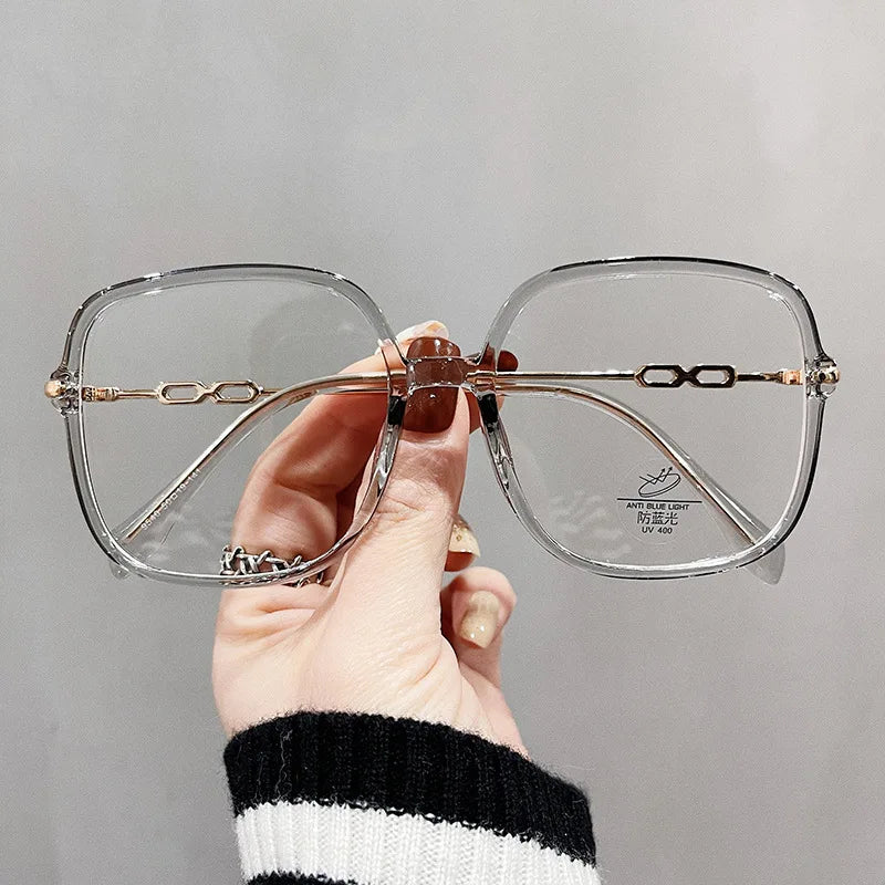 Big Square Shape Women's Glasses frame Korean Stylish Blue Light Blocking Eyeglass Frames TR90 Material Decorative Glasses
